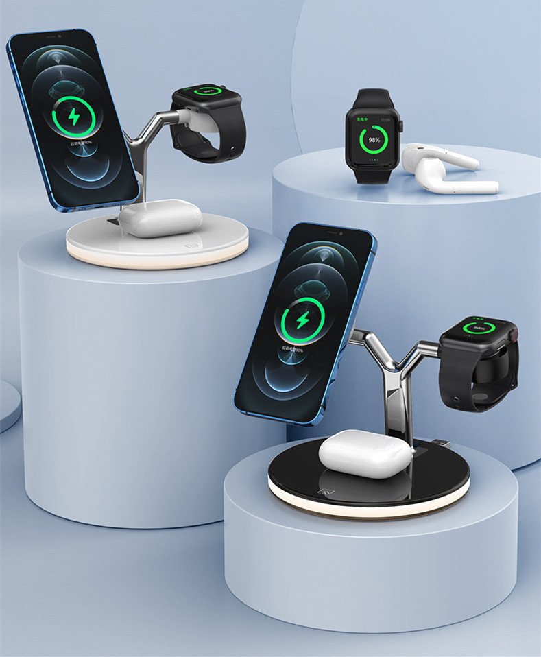 3-in-1 Magnetic Wireless Charger Stand – 15W Fast Charging for Phone, Watch & Earbuds - Image 6