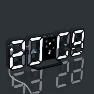 3D Digital Wall Clock – LED Alarm Clock with Modern Display (USB Powered)
