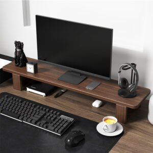 Solid Wood Monitor Riser – Desktop Shelf for Screen Height & Storage