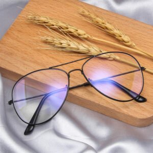 3026 Anti-Blue Light Glasses – Metal Frame Flat Lens Eyewear for Screen Protection